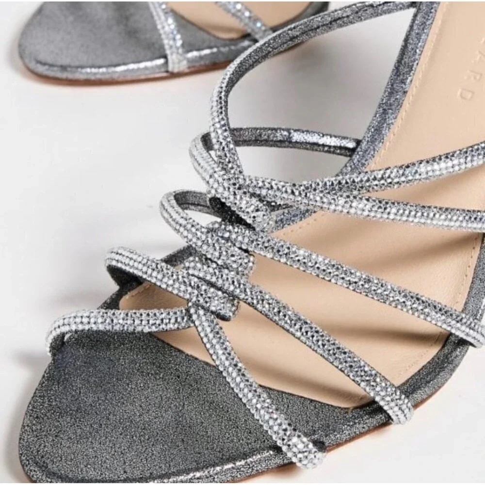 Veronica Beard‎ Aneesha Crystal Gunmetal Strappy Heel Sandals Sz 8.5 $450